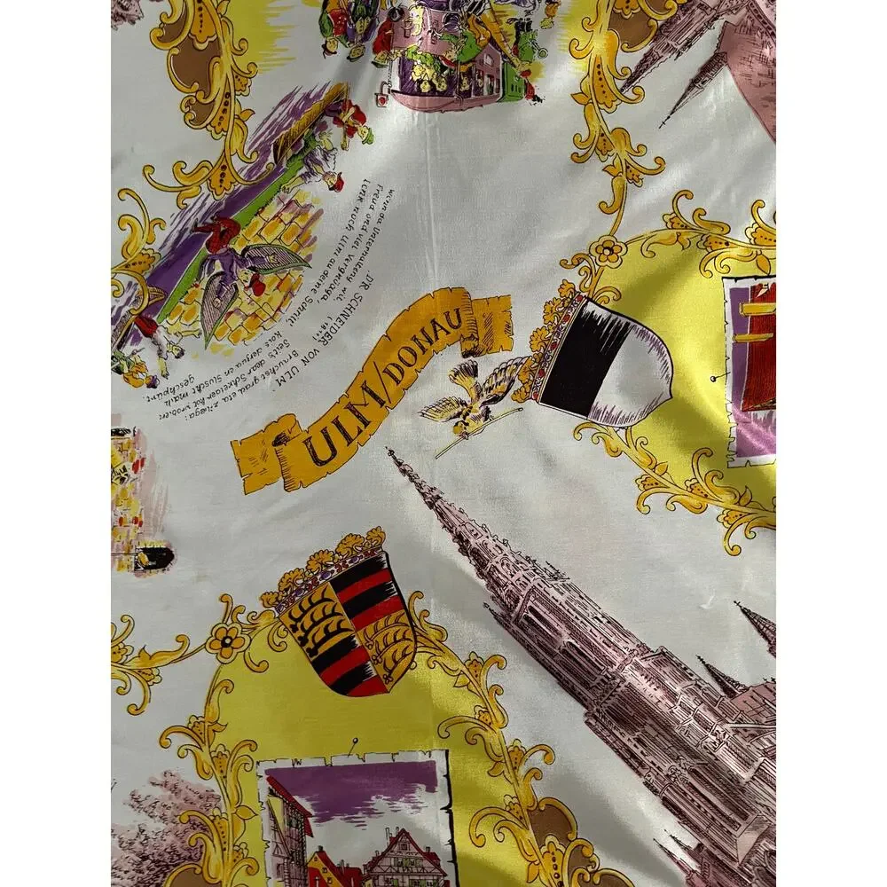 Vintage Dresser Accessory Souvenir Scarf - Ulm Germany Landmark Travel Square